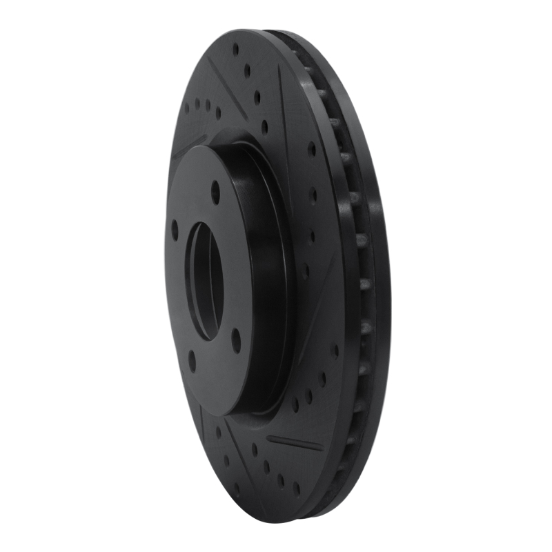 Nissan Cube Brake Rotor (1) - Front Right - R1 Concepts - Drilled & Slotted - Black - `07-`14